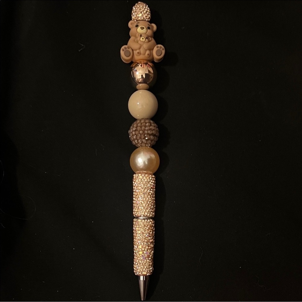 ✨ Adorable Brown Bear Beadable Pen – Sparkly, Cute & Perfect for Gifts! ✨